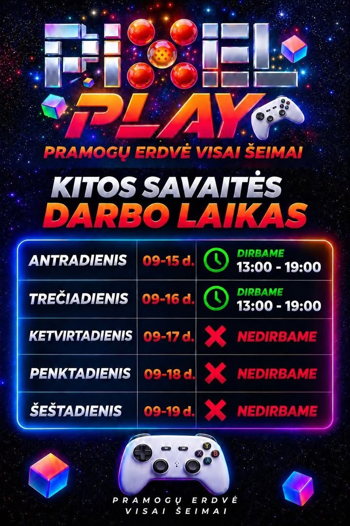 Pramogų erdvė visai šeimai - PIXEL PLAY